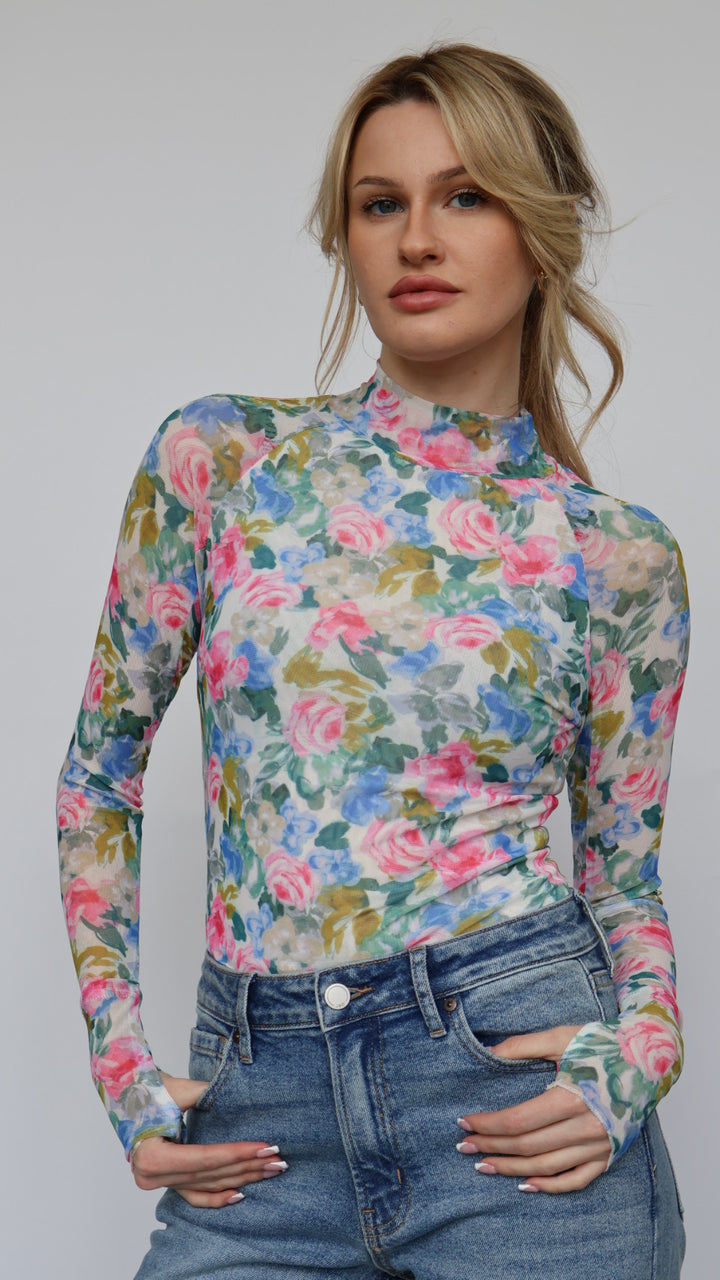 Jaime Floral Mesh Top