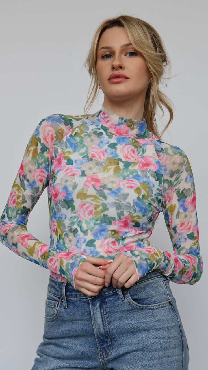 Jaime Floral Mesh Top