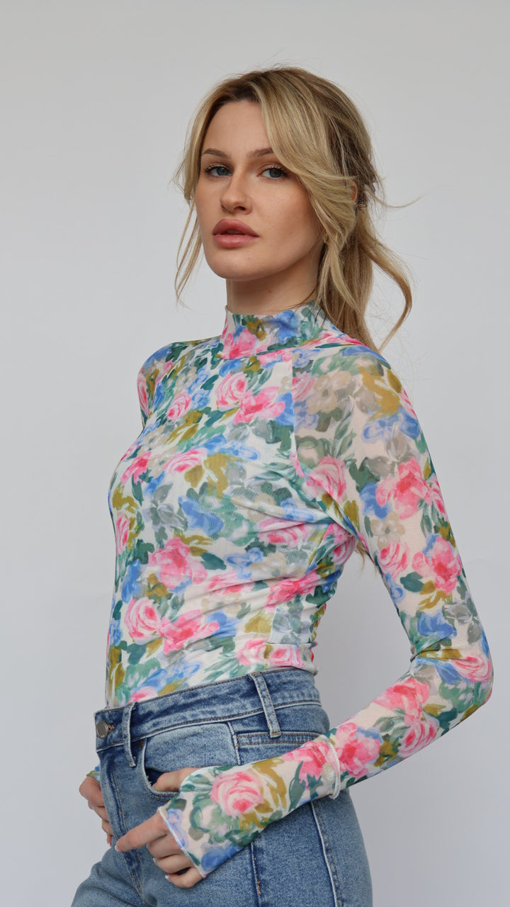 Jaime Floral Mesh Top