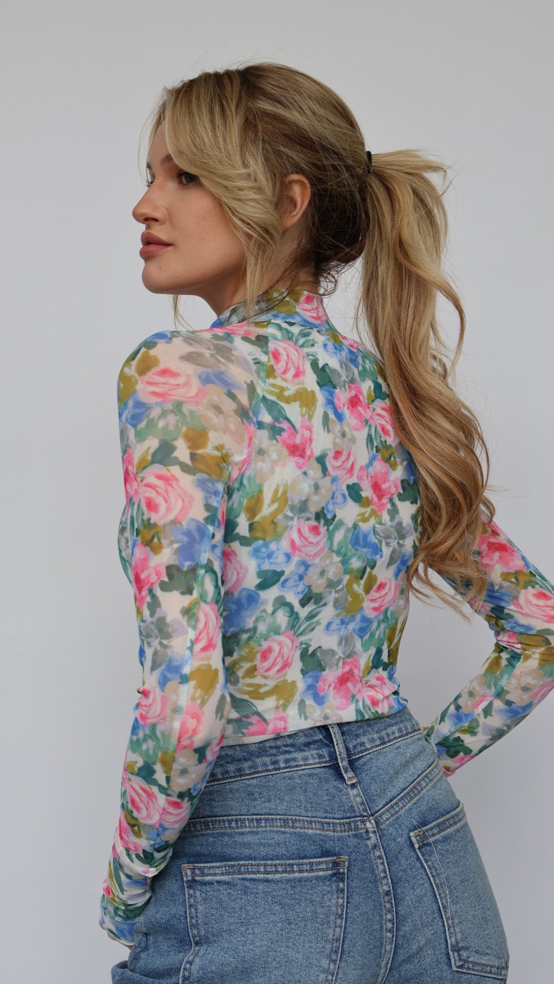 Jaime Floral Mesh Top