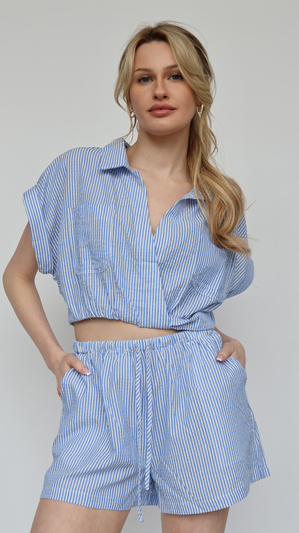 Gingham Collared Crop Top