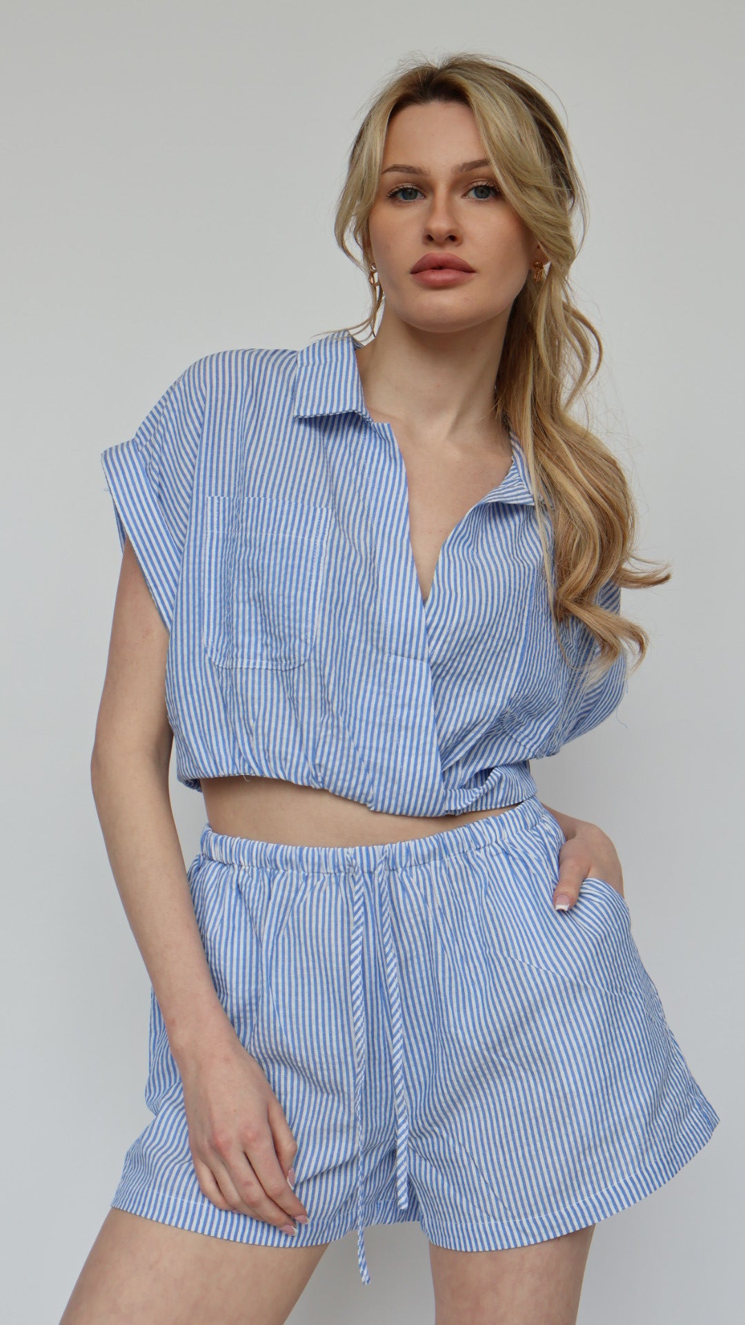 Gingham Collared Crop Top