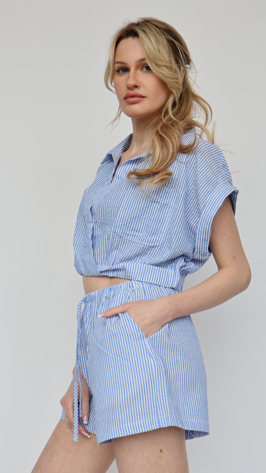 Drawstring Waist Gingham Short