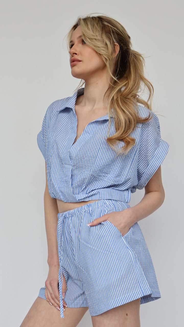 Gingham Collared Crop Top