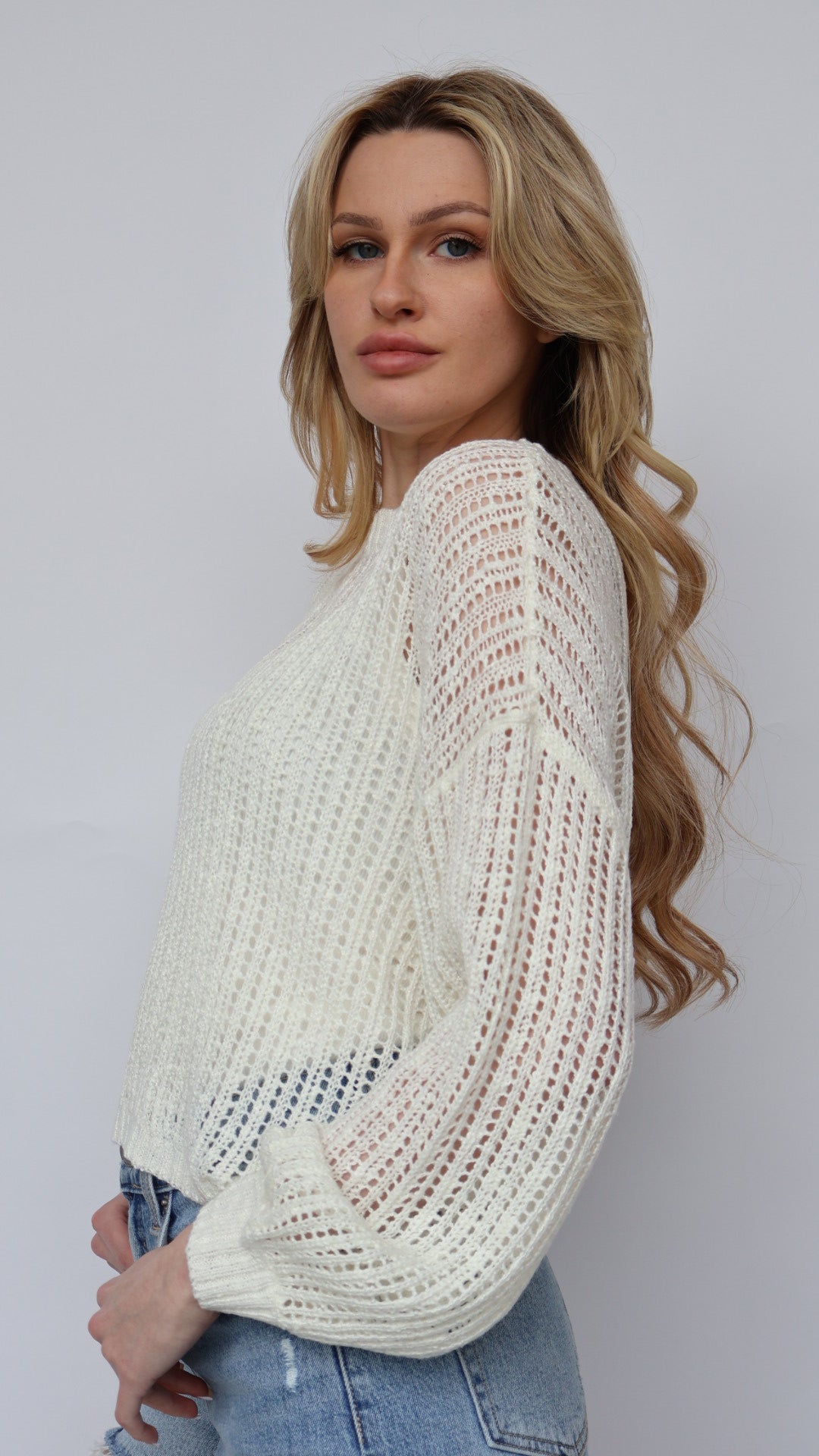 Open Crochet Pullover Sweater