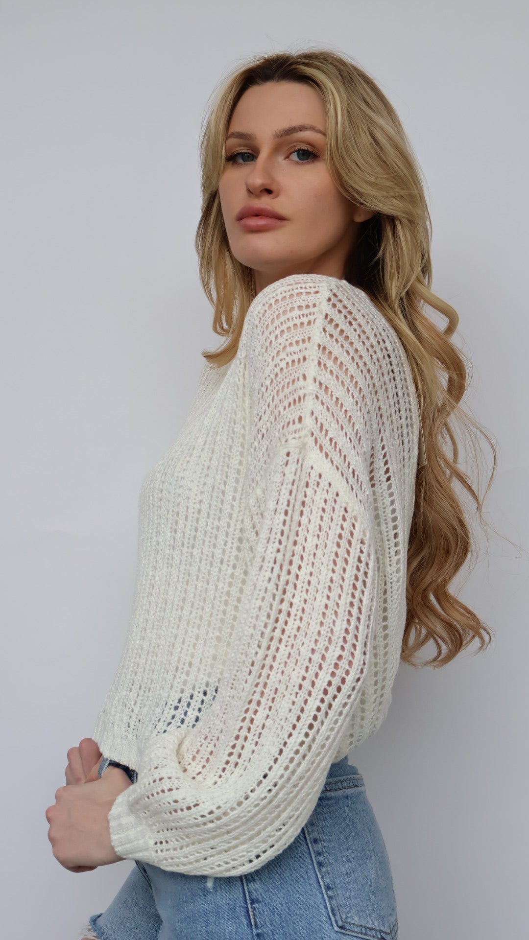 Open Crochet Pullover Sweater