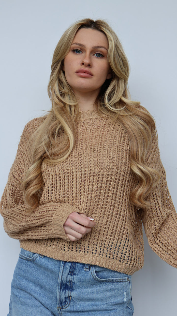 Open Crochet Pullover Sweater