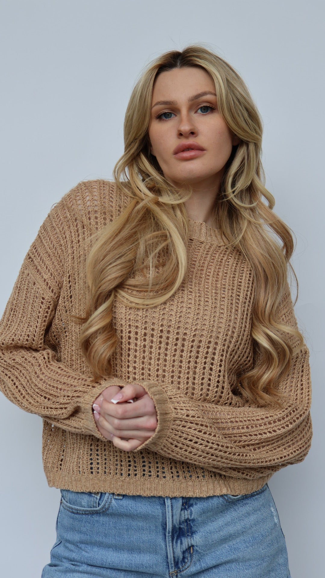 Open Crochet Pullover Sweater