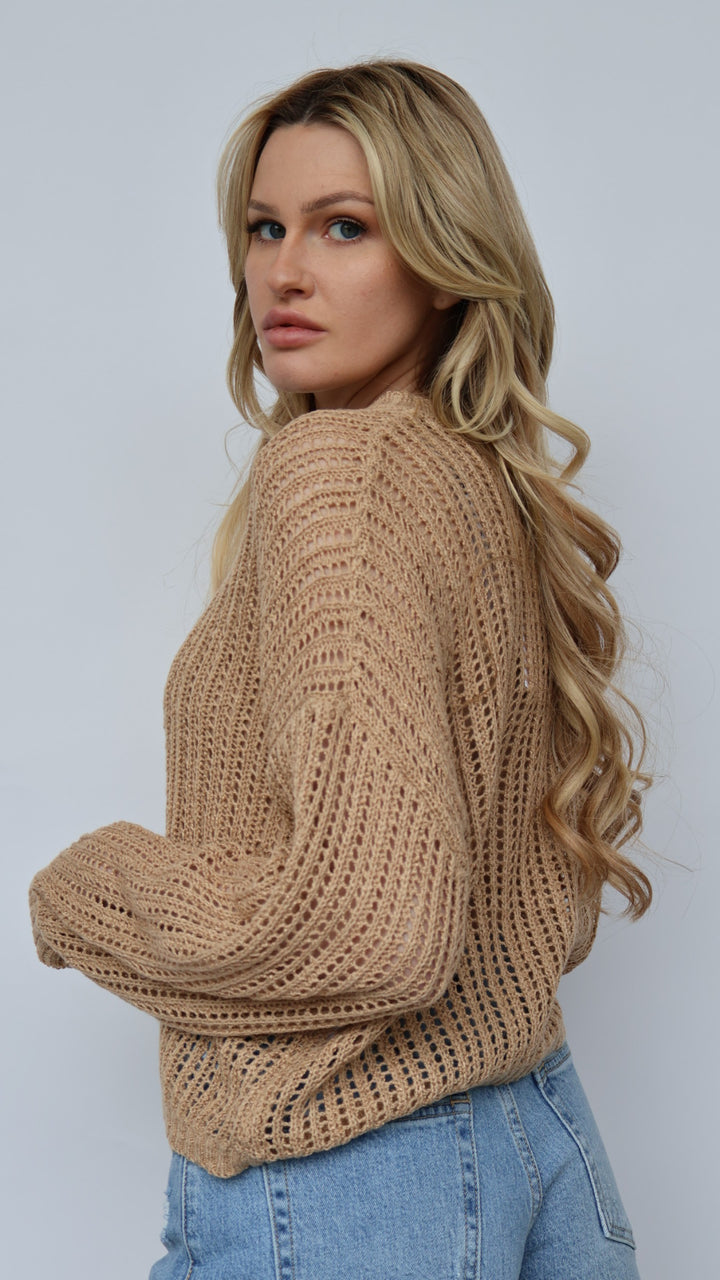 Open Crochet Pullover Sweater