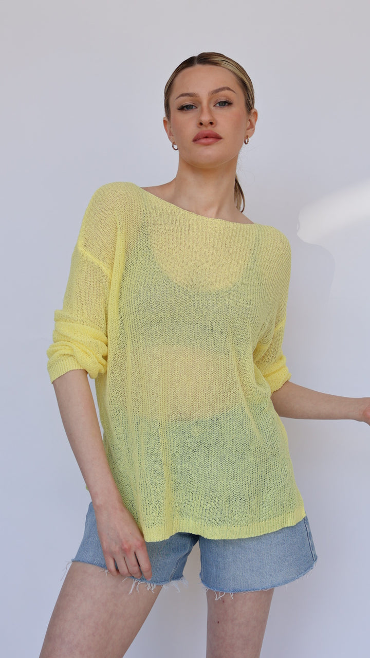 Lightweight Knit Loose-Fit Boatneck Sweater