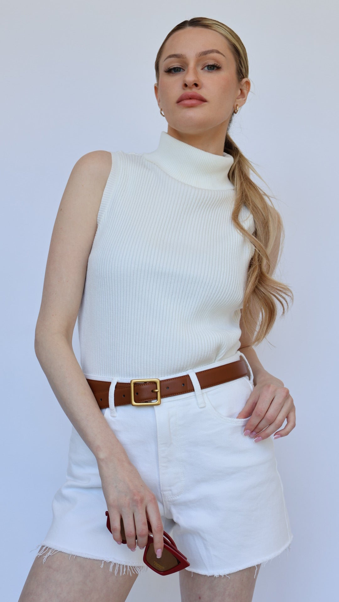 Ribbed Sleeveless Turtleneck