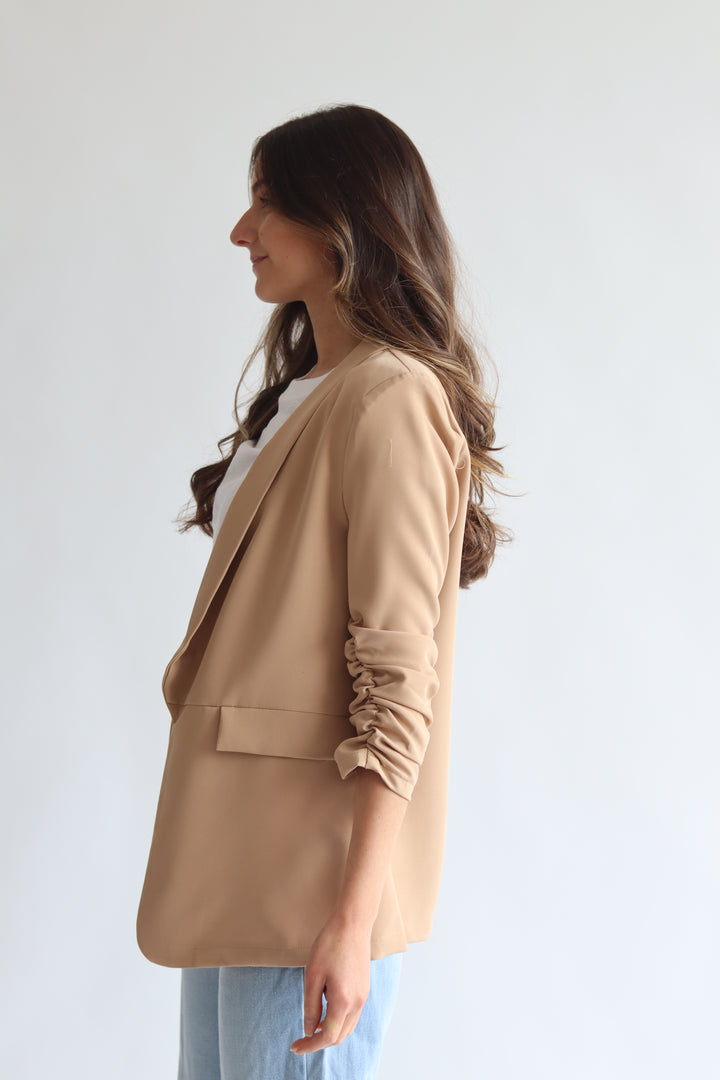 Ruched Sleeve Blazer