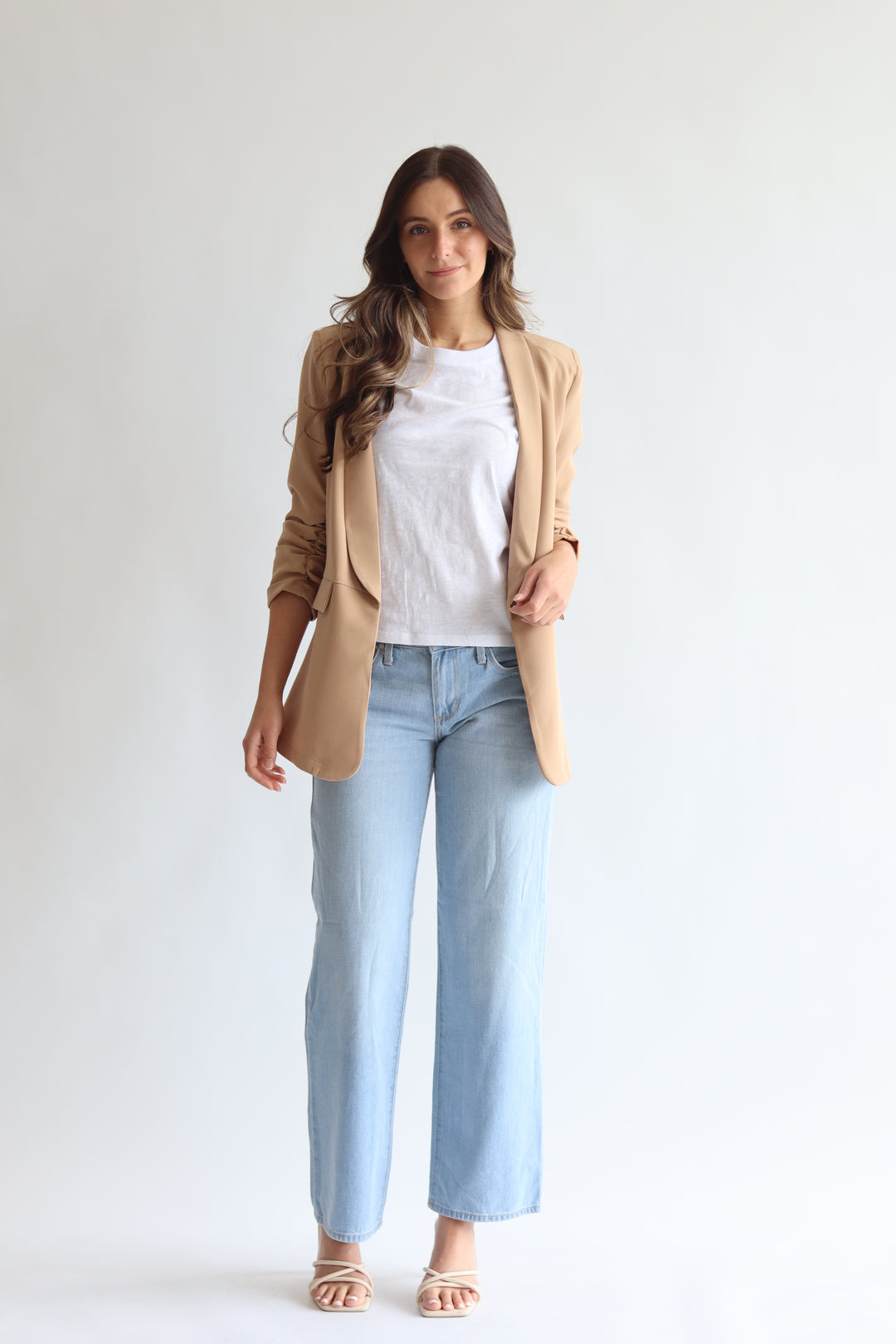 Ruched Sleeve Blazer