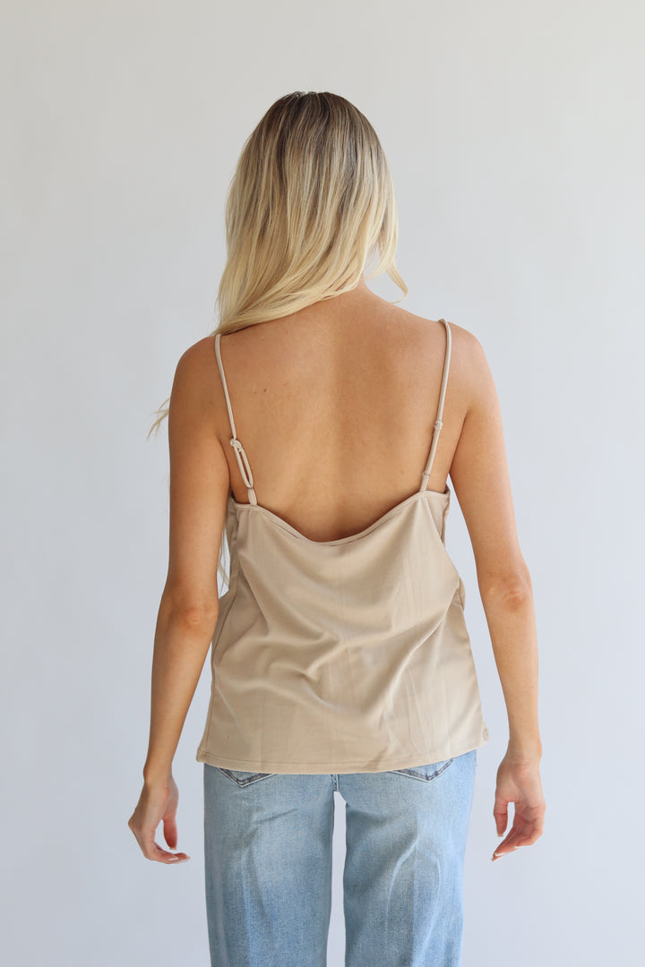 Elan Stretch-Jersey Cowlneck Camisole