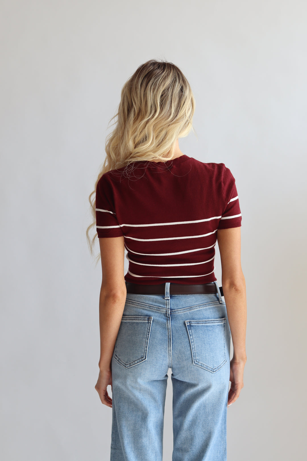 Stripe Short Sleeve Sweater