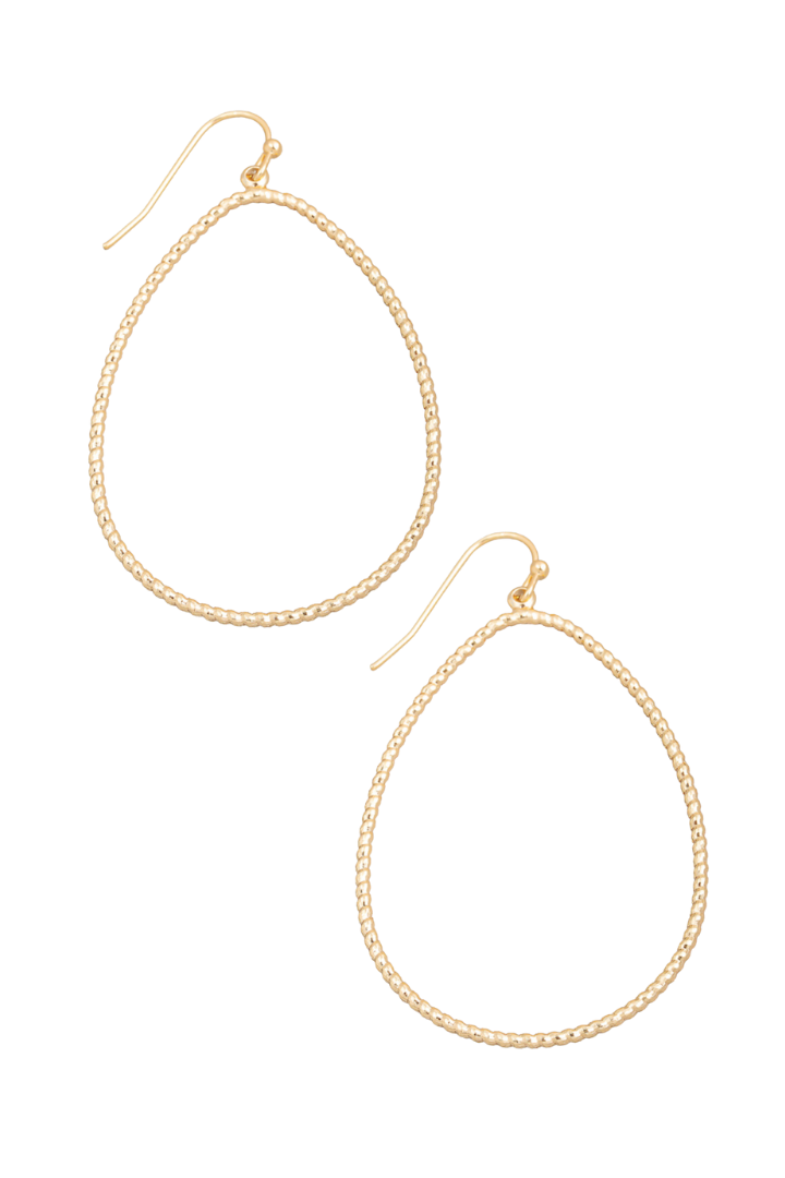 Ribbed Oval Hook Drop Earrings