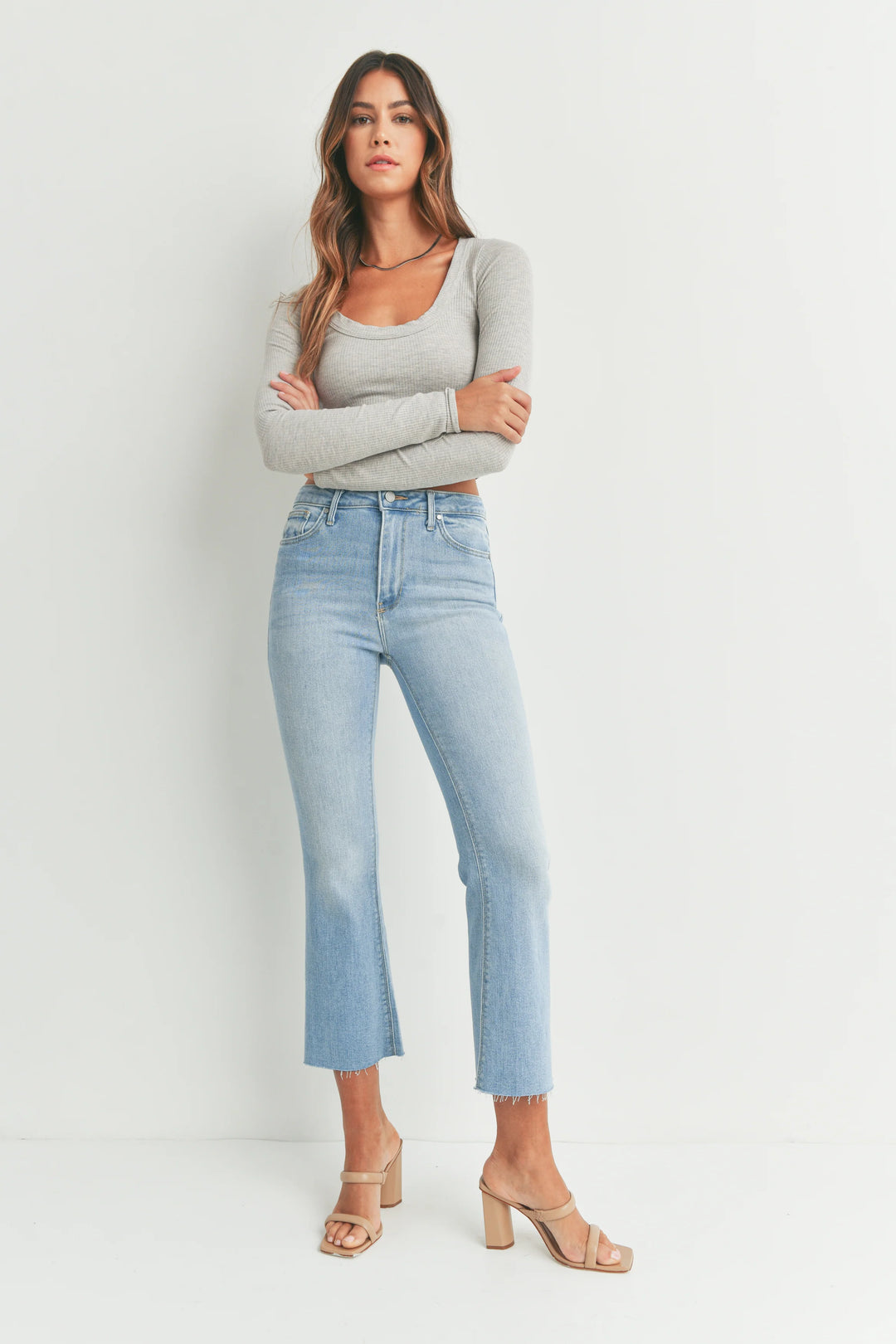 Just Black Denim Tonal Crop Flare Denim