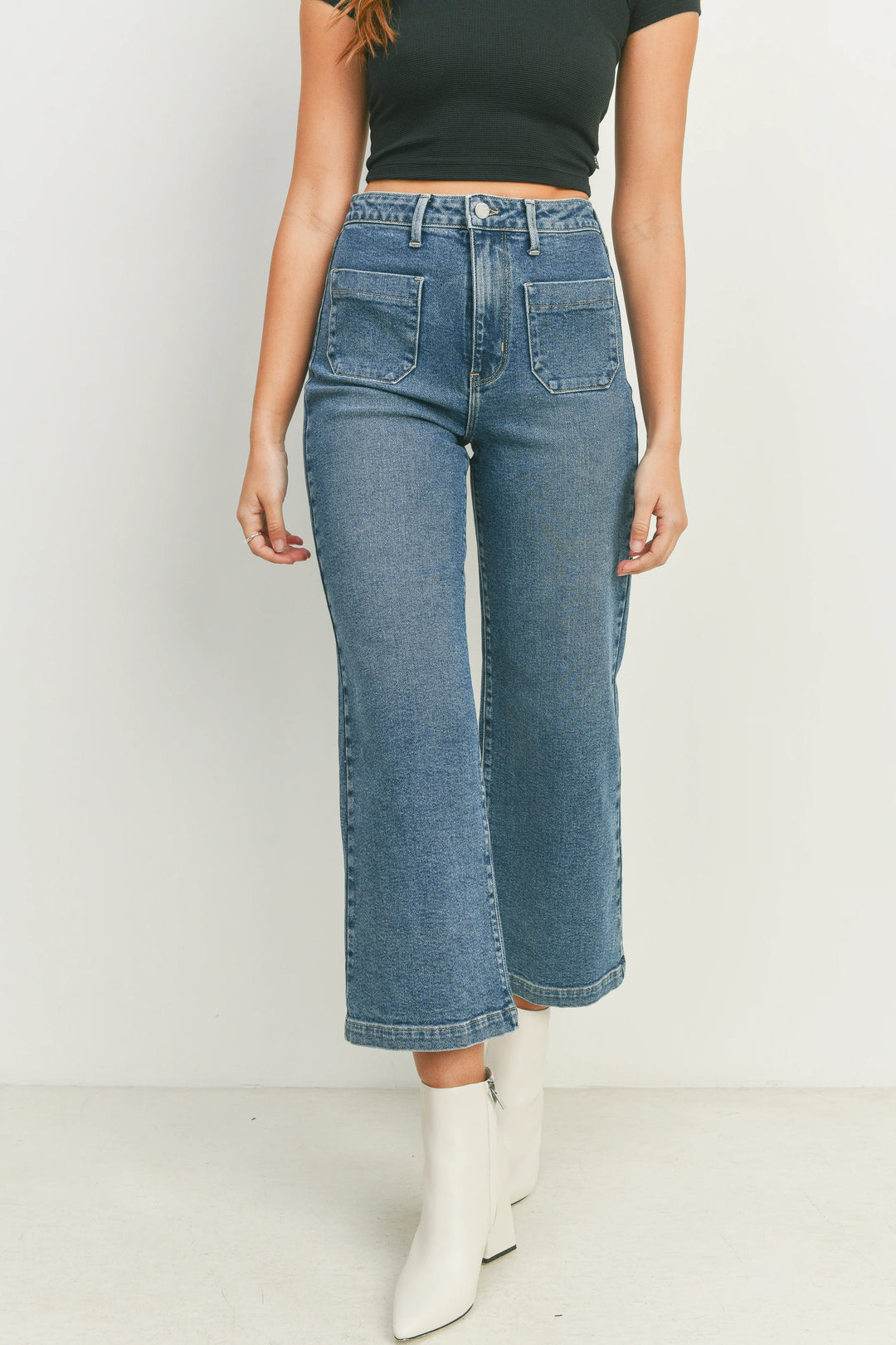 Patch Pocket Wide Leg Jean