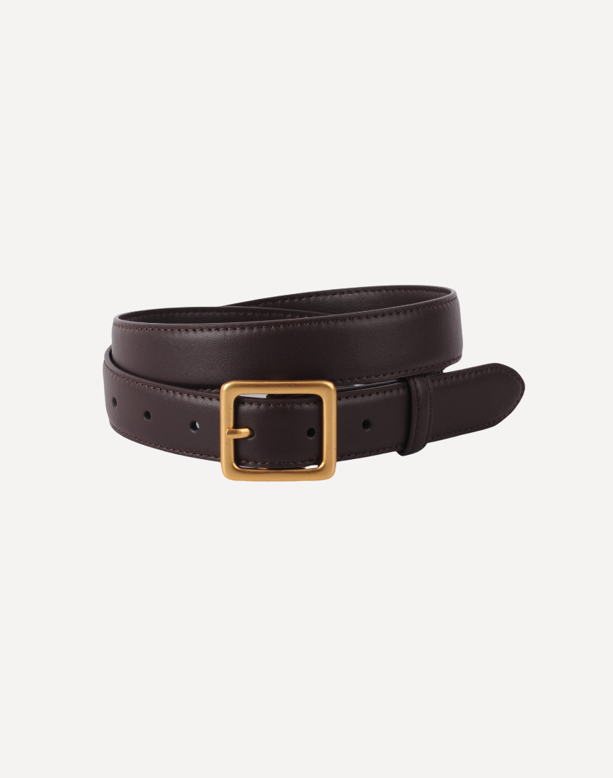 Essential Solid Brass Leather Belt