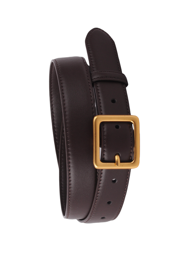 Essential Solid Brass Leather Belt