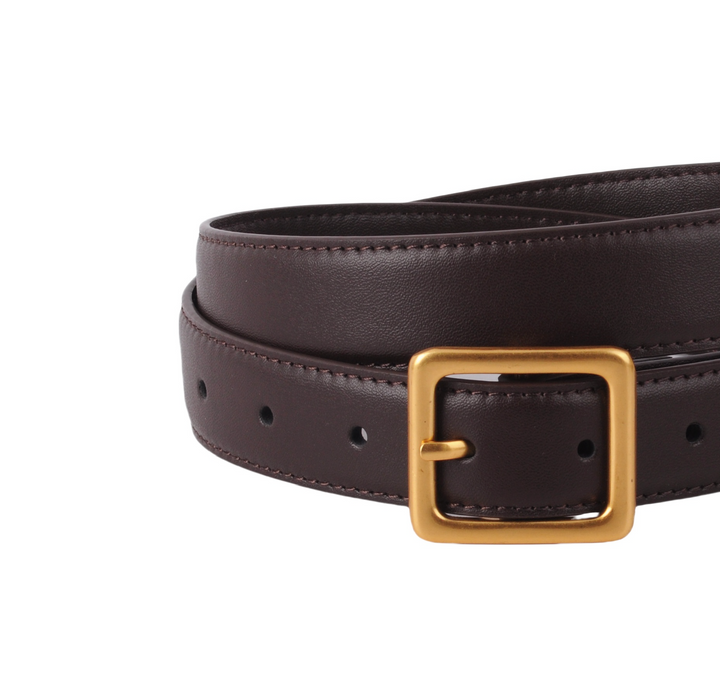 Essential Solid Brass Leather Belt