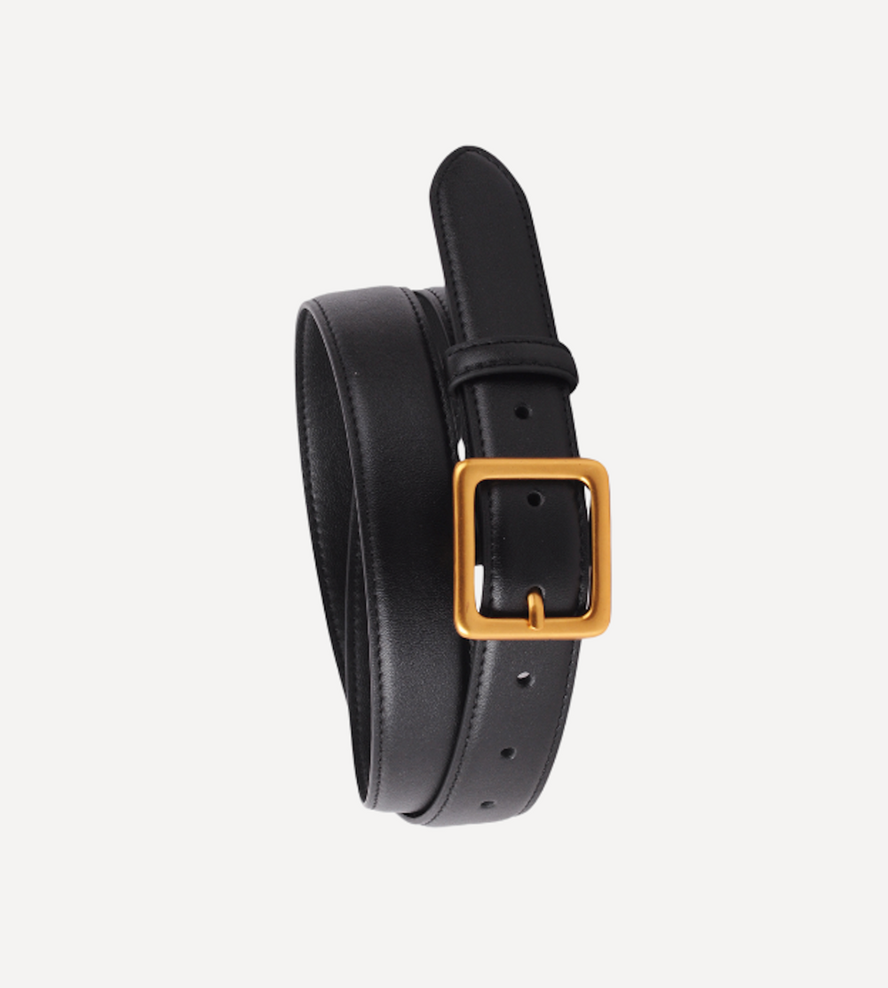 Essential Solid Brass Leather Belt