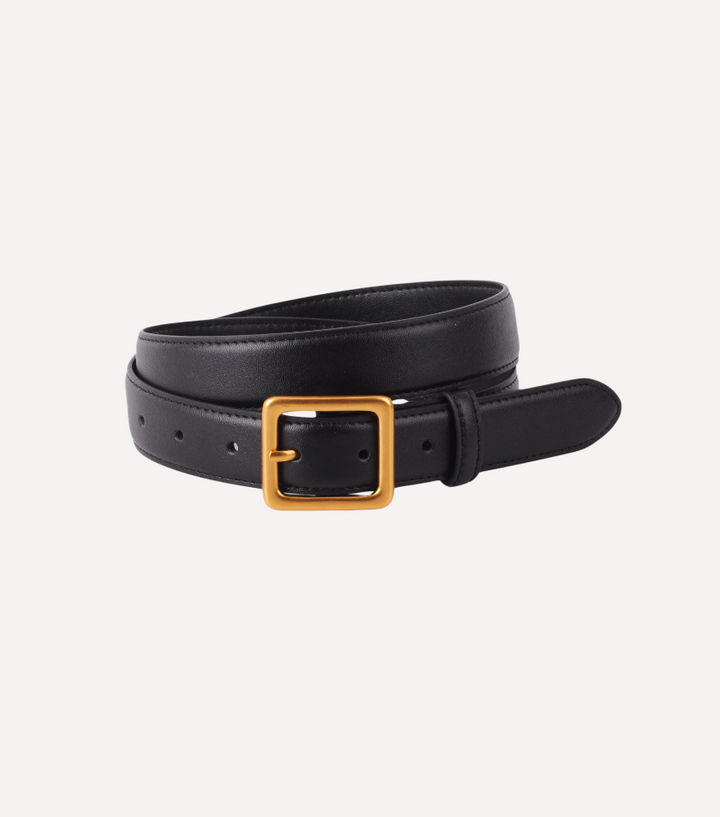 Essential Solid Brass Leather Belt