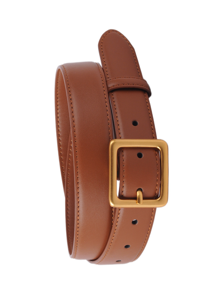 Essential Solid Brass Leather Belt