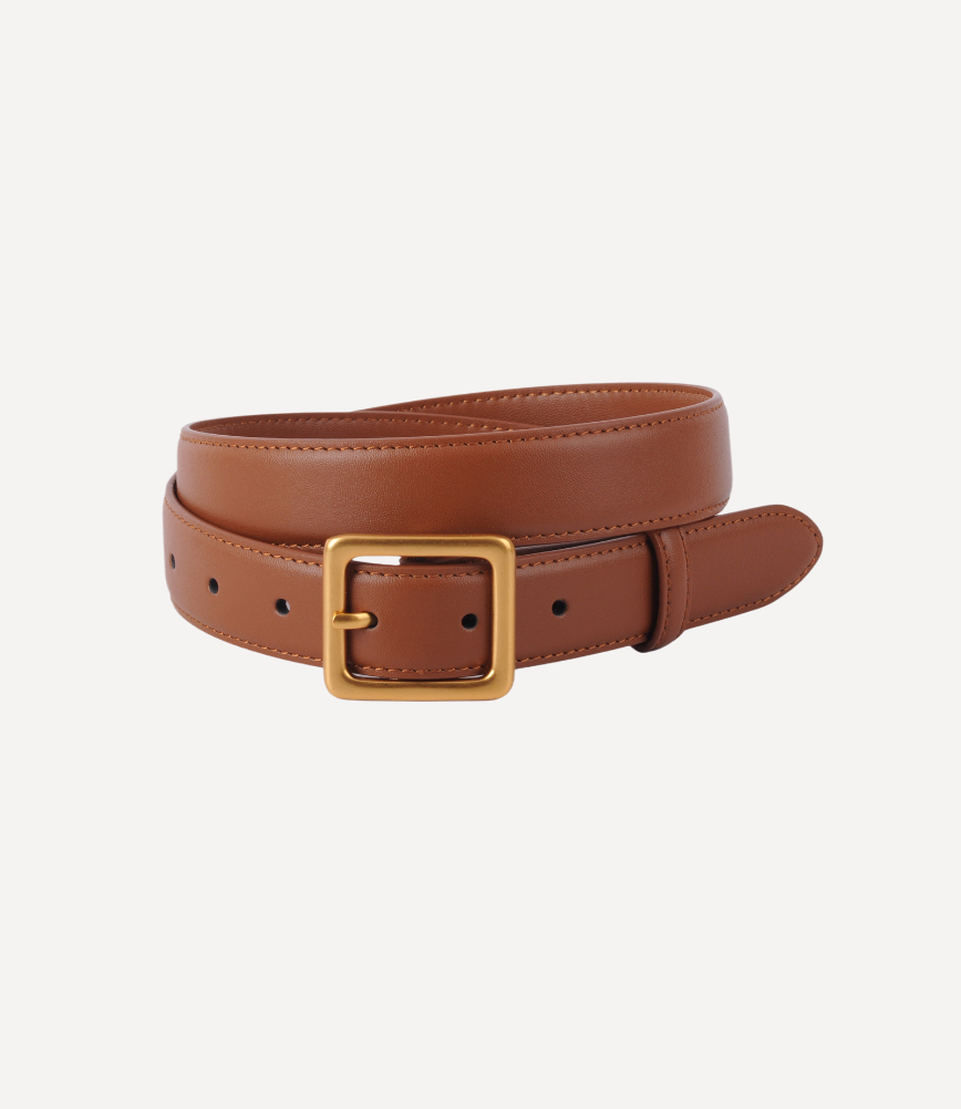 Essential Solid Brass Leather Belt