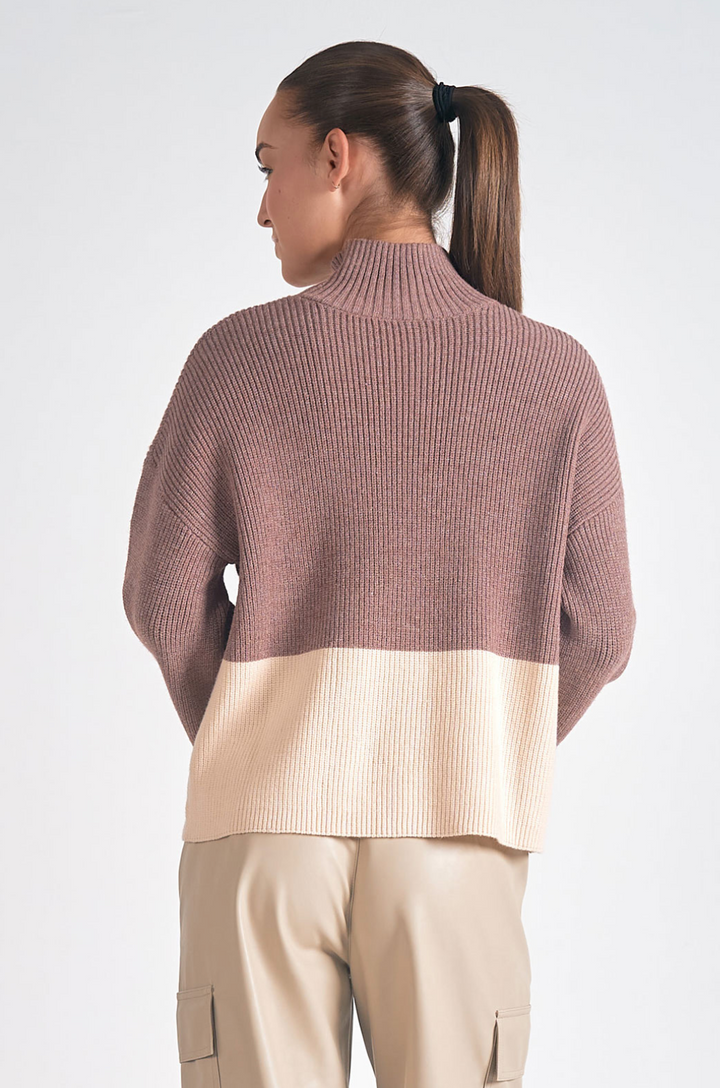 Mock Neck Color Block Sweater