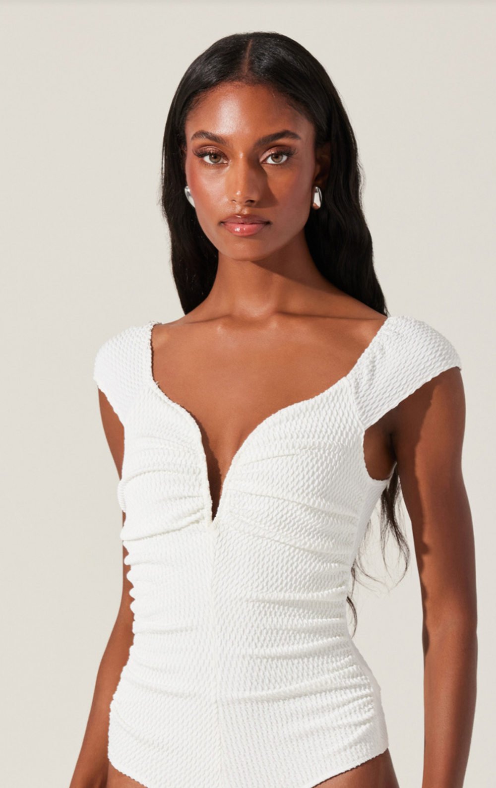 Ninette Ruched V Neck Bodysuit