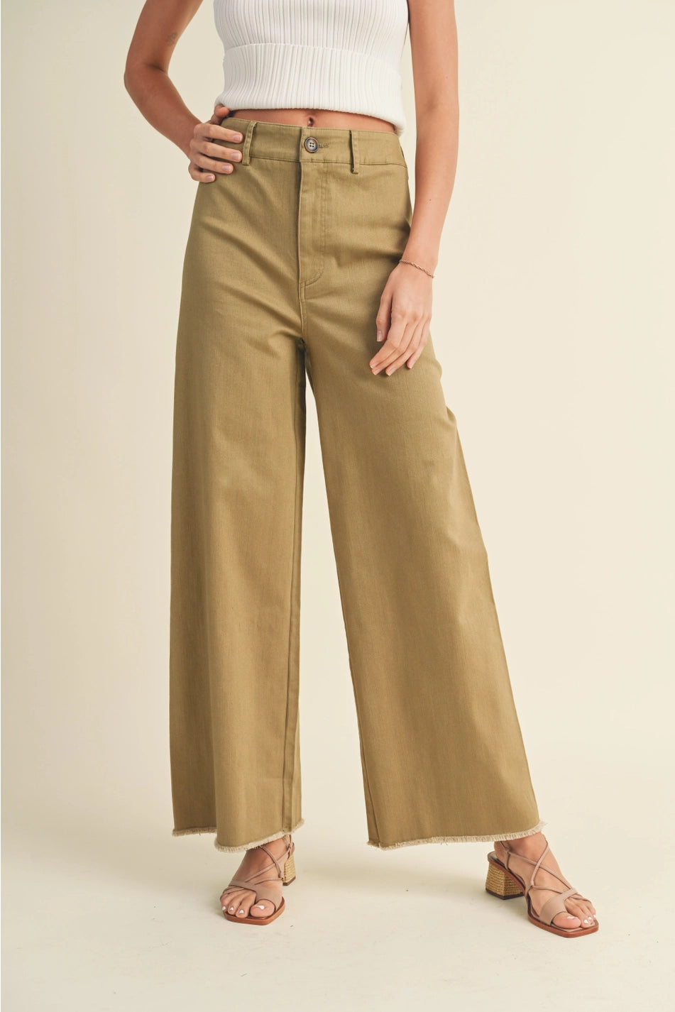 High Waist Wide Leg Cotton Pant (Pre Order)