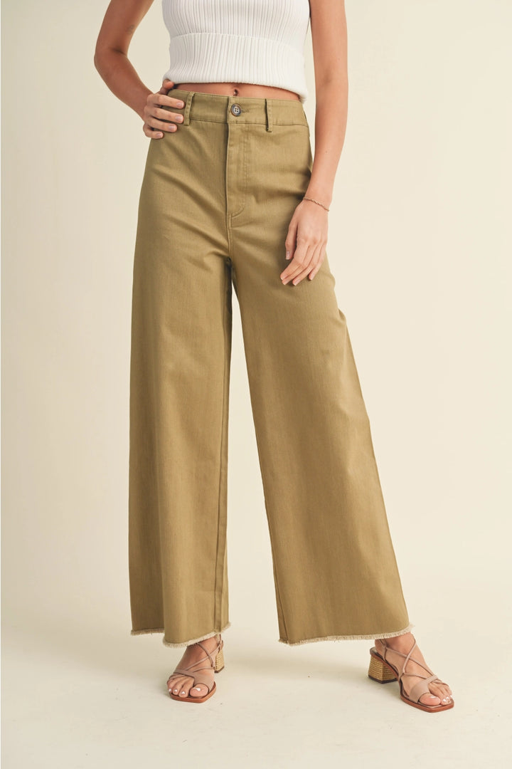 High Waist Wide Leg Cotton Pant