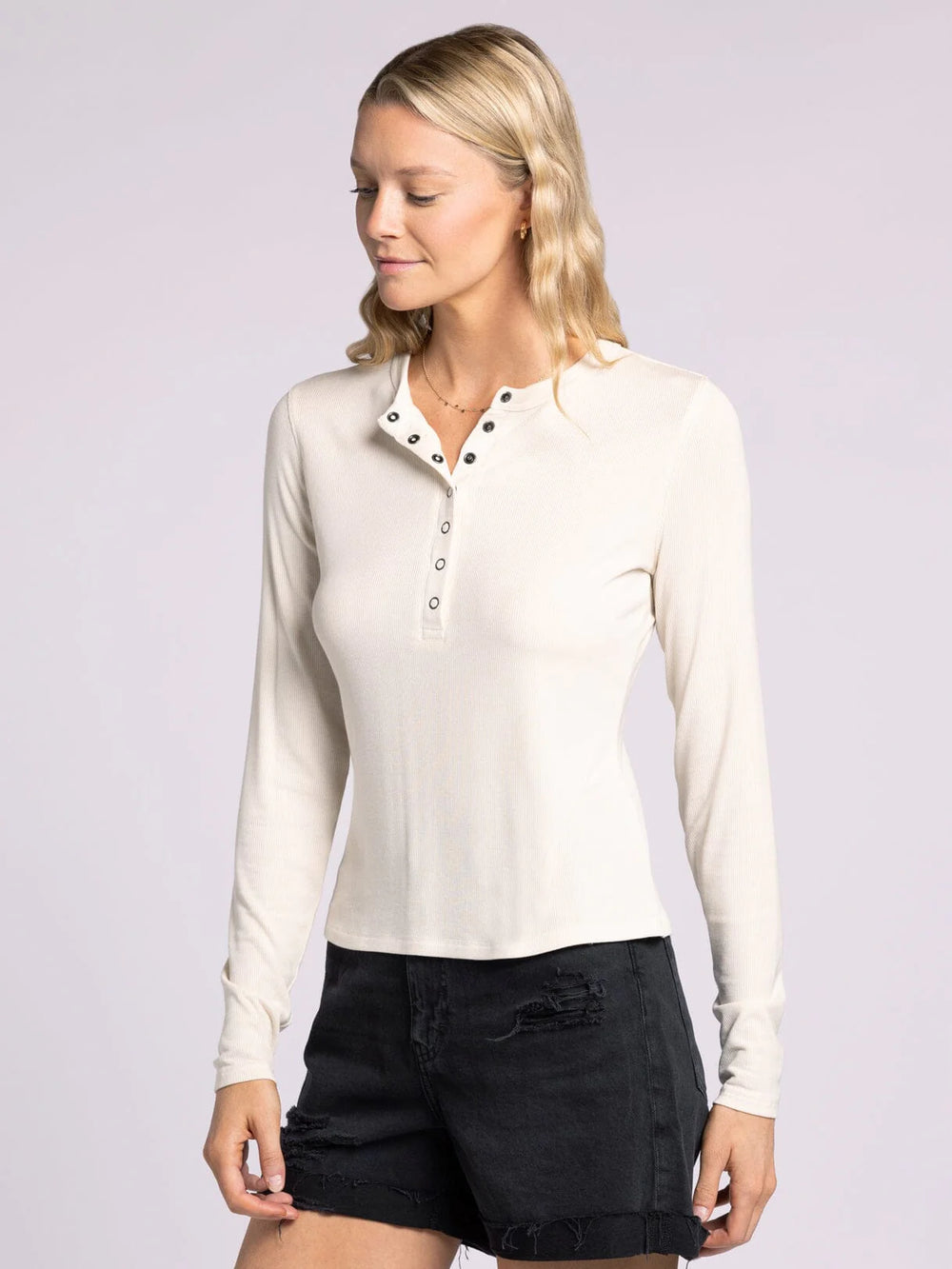 Addie Snap Henley Long Sleeve Top