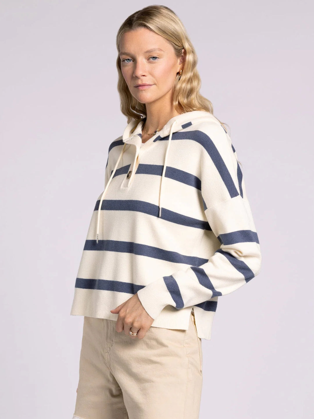 Stripe Henley Hoodie