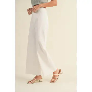 High Waist Wide Leg Cotton Pant